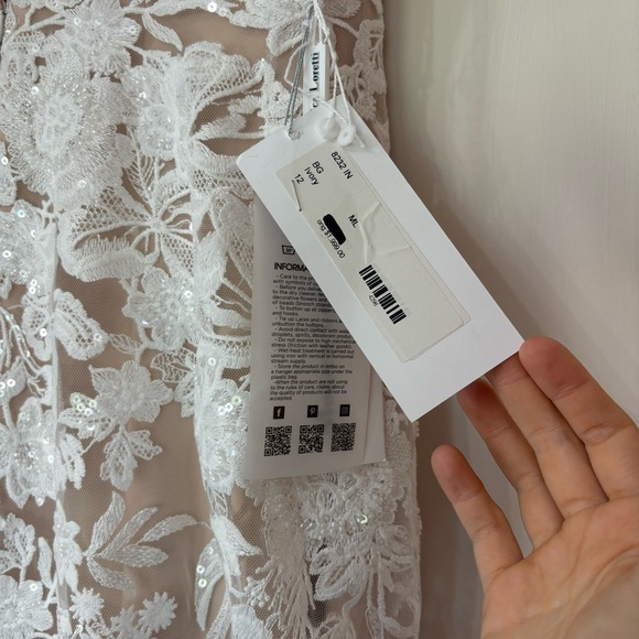 NWT Monica Loretti Luminosa 8232 Fit & Flare Cutout Back Wedding Dress Size 14 - Picture 9 of 12